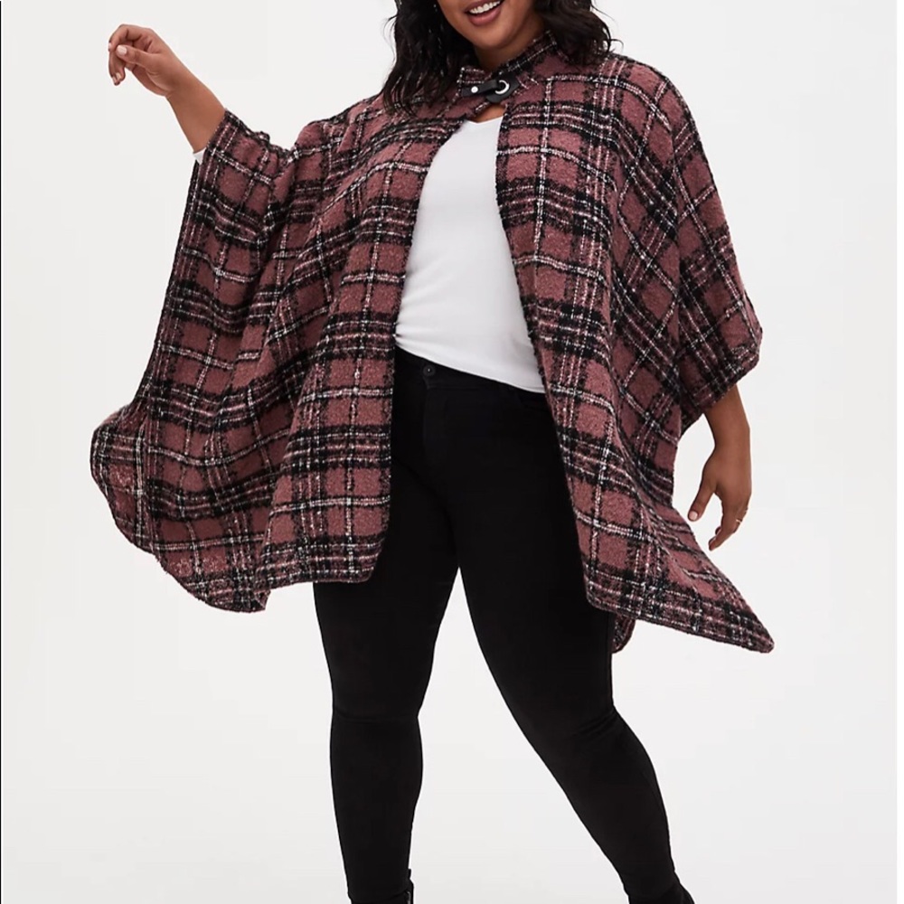 NWT Plus Size Torrid Brown Tunnel Neck Cape Poncho Fashionable - Picture 2 of 13